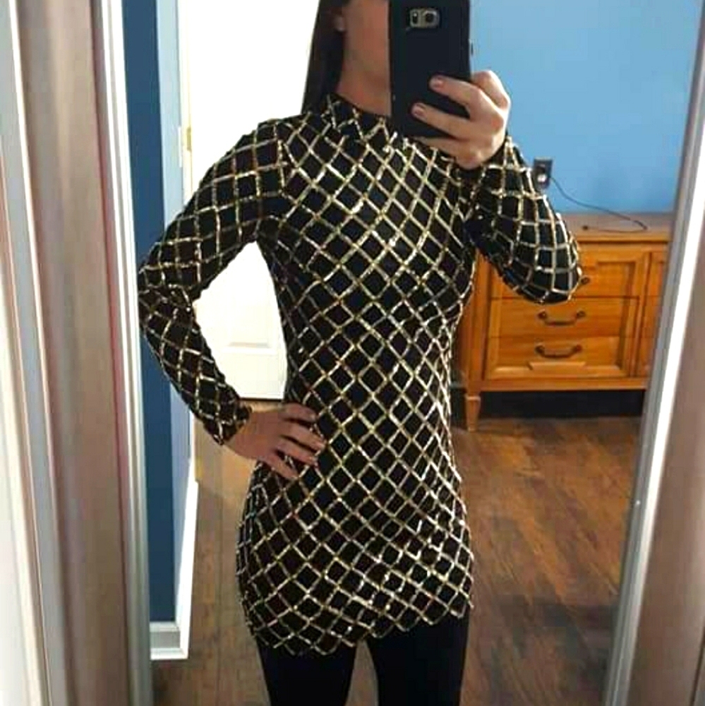 Lulu's Gold Sequin Bodycon Dress